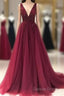 V Neckline Prom Dresses Long , Evening Dresses, Formal Dresses, Graduation School Party Dance Dresses