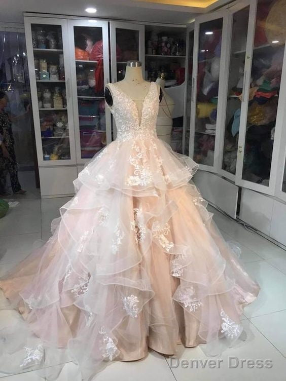 V Neckline Wedding Dress Long Prom Dress Main image