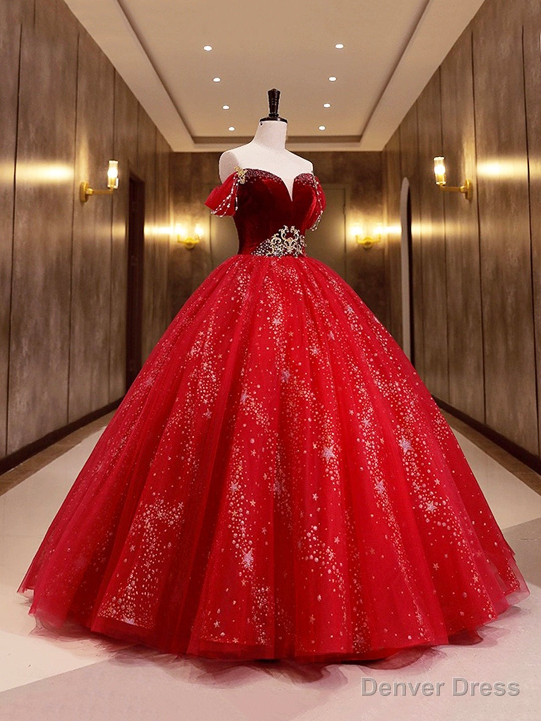 Burgundy Velvet Tulle Long Formal Dress, Burgundy Off Shoulder Prom Dress