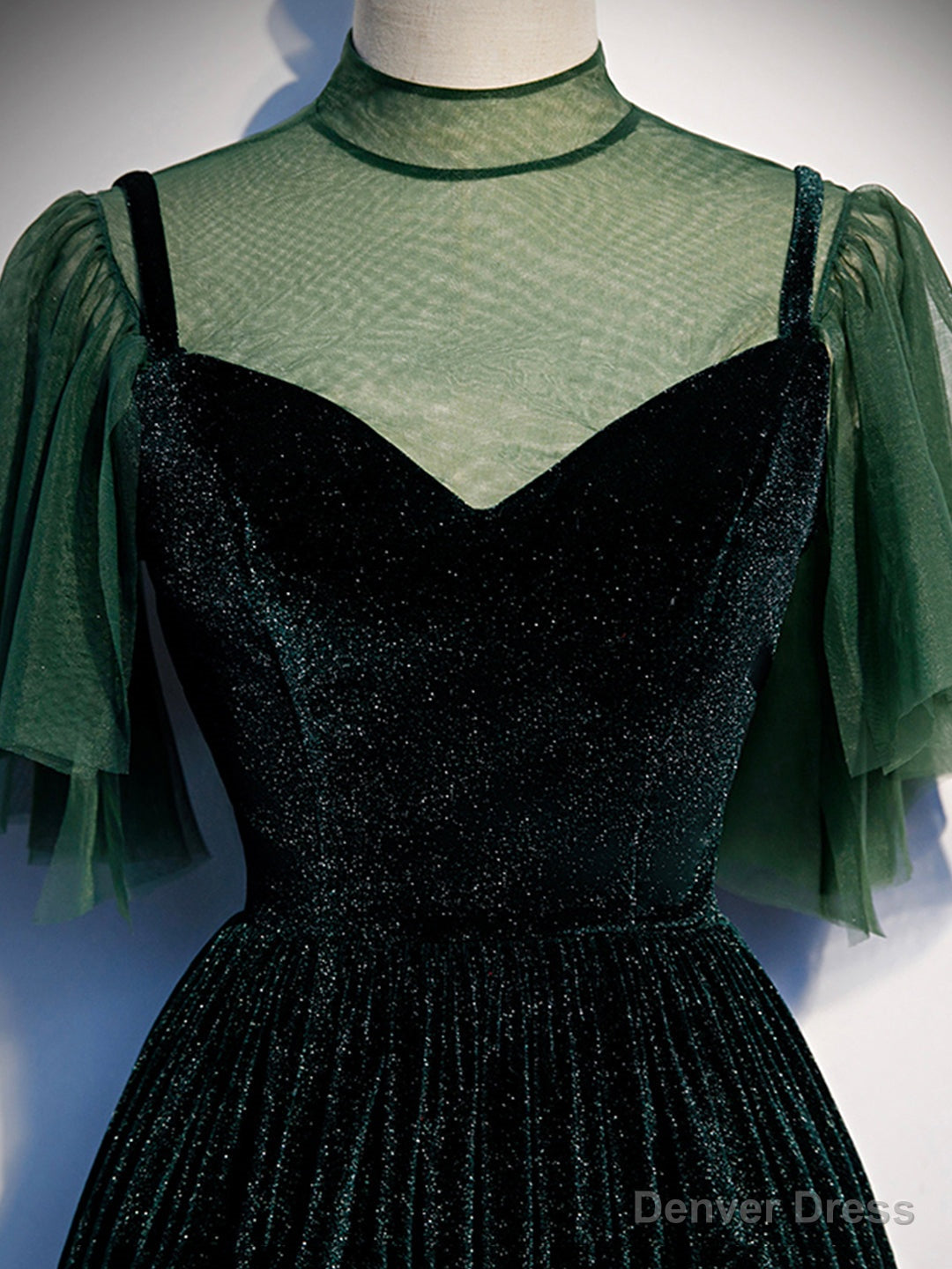 Green Velvet Long Prom Dress, Elegant A-Line Green Evening Dress Secondary image