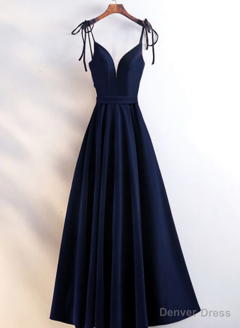 Velvet Straps Long V-neckline Long Party Dress, Velvet Bridesmaid Dresses