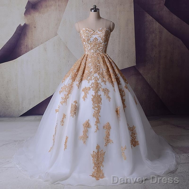 Vestido Gold Lace Appliques Wedding Dresses Princess Ball Gowns Main image