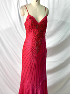 Vibrant Mermaid Thin Strap V-Neck Beaded Chiffon Long Prom Dresses Evening Dresses