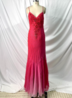 Vibrant Mermaid Thin Strap V-Neck Beaded Chiffon Long Prom Dresses Evening Dresses