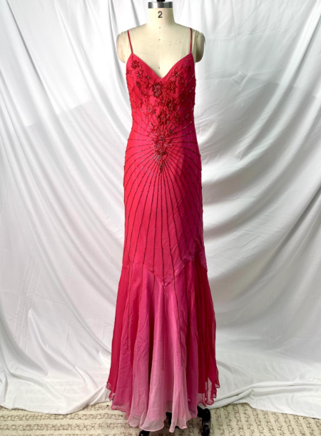 Vibrant Mermaid Thin Strap V-Neck Beaded Chiffon Long Prom Dresses Evening Dresses