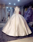 Vintage 1950S Style Satin Ball Gowns Wedding Dresses Halter Top