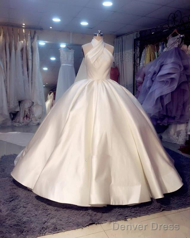 Vintage 1950S Style Satin Ball Gown Wedding Dresses Halter Top Main image