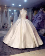 Vintage 1950S Style Satin Ball Gown Wedding Dresses Halter Top