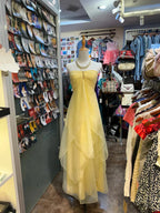 Vintage A Line Halter Yellow Long Birthday Dress Prom Dresses Birthday Outfit