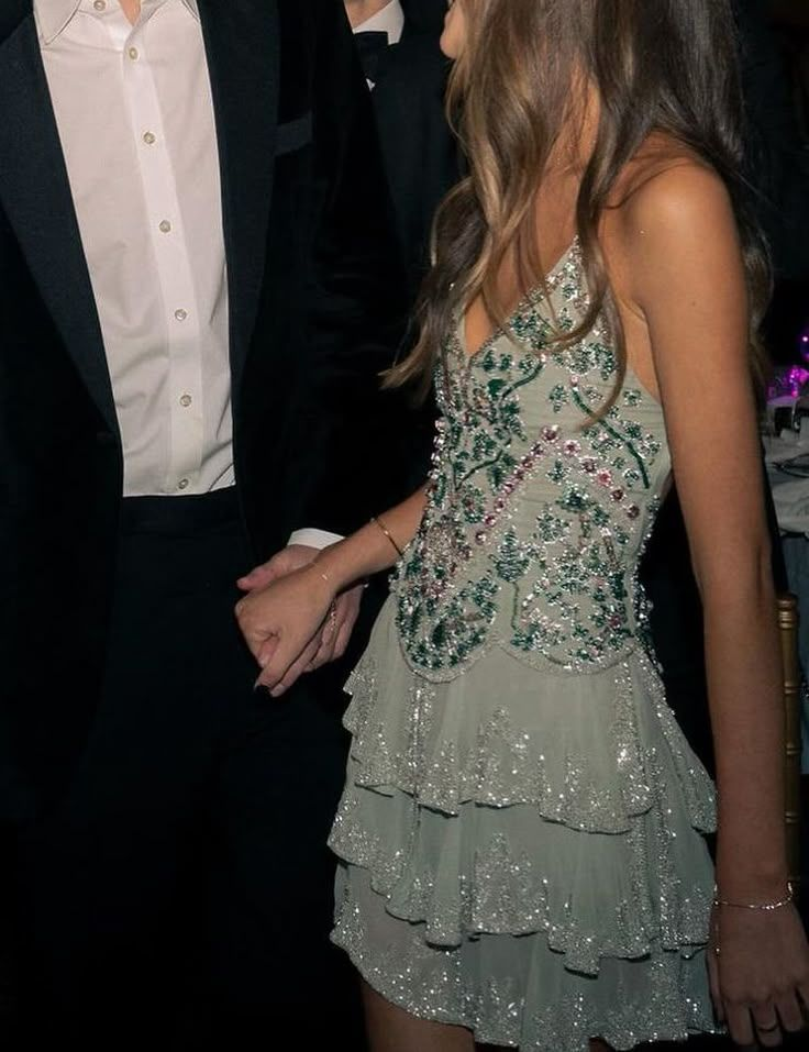 Vintage A Line Spaghetti Straps Mint Green Chiffon Sequin Beaded Prom Grade Homecoming Dress Cocktail Dresses Main image