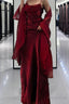 Vintage A Line Spaghetti Straps Sleeveless Burgundy Prom Dress Long Prom Dresses