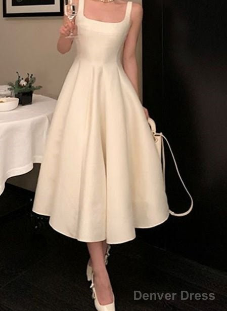 Vintage A-Line Square Neckline Satin Prom Dress Long Formal Dresses Main image