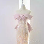 Vintage A Line Strapless Prom Dress Pink Prom Dresses