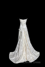 Vintage A Line Strapless White Lace Prom Gowns Fairy Prom Dresses