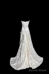 Vintage A Line Strapless White Lace Prom Gown Fairy Prom Dresses