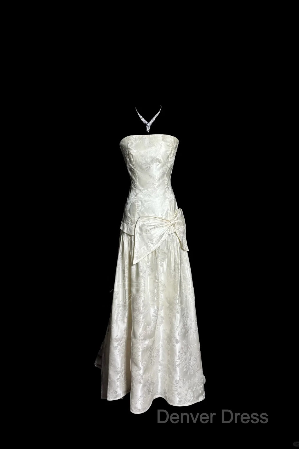 Vintage A Line Strapless White Lace Prom Gowns Fairy Prom Dresses