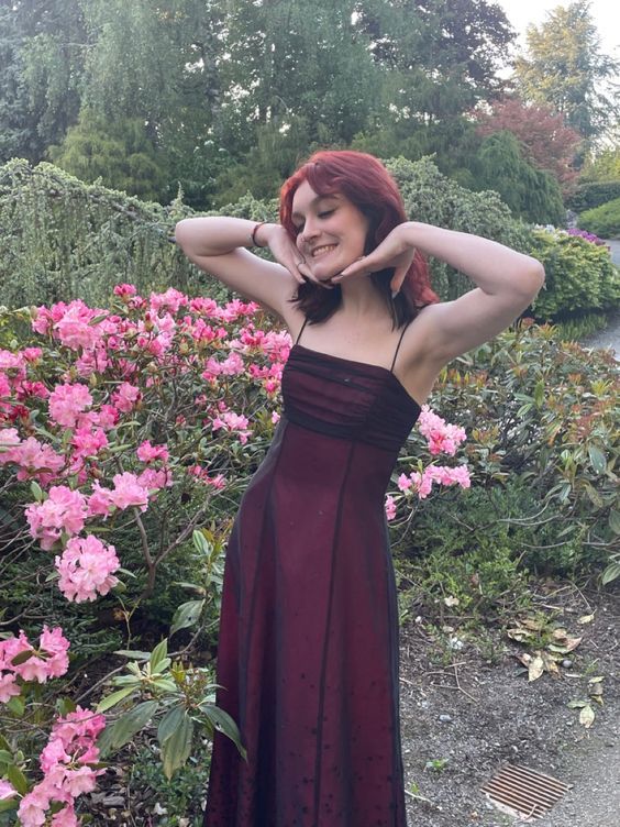 Vintage A Line Straps Burgundy Long Prom Dresses
