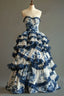 Vintage A-Line Sweetheart Chiffon Lace Long Prom Dress Elegant Layed Floral Wedding Dresses