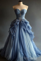 Vintage A-Line Sweetheart Chiffon Sequined Long Prom Dress Evening Dress