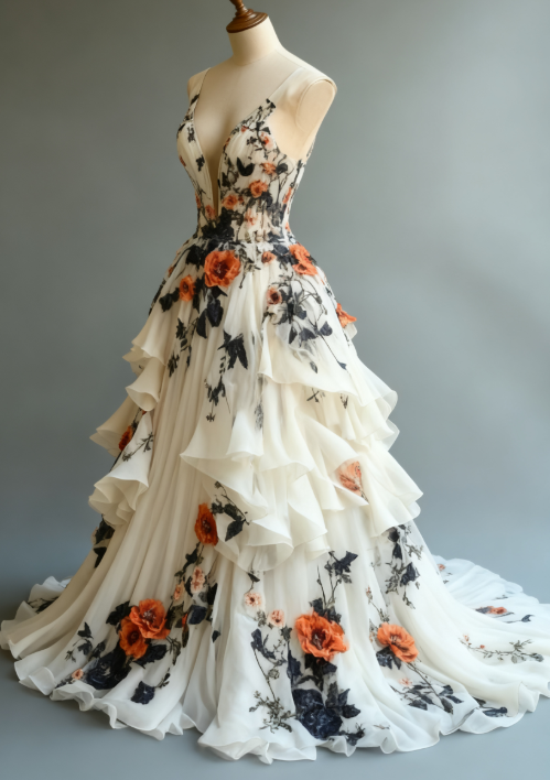 Fairytale A-Line Wedding Dress Œ¸Chiffon 3D Applique Prom Dresses