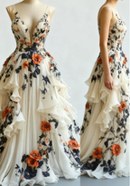 Fairytale A-Line Wedding Dress Œ¸Chiffon 3D Applique Prom Dresses