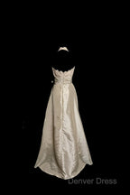 Vintage A Line V Neckline Champagne Lace Prom Gowns Fairy Prom Dresses
