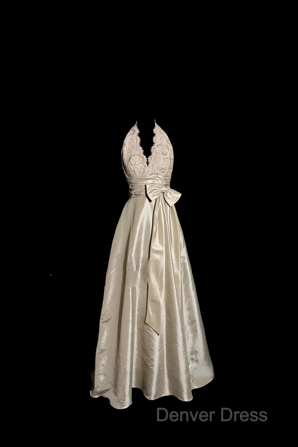 Vintage A Line V Neckline Champagne Lace Prom Gowns Fairy Prom Dresses