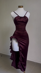 Vintage Backless Ruffle Asymmetrical Midi Length Prom Dresses