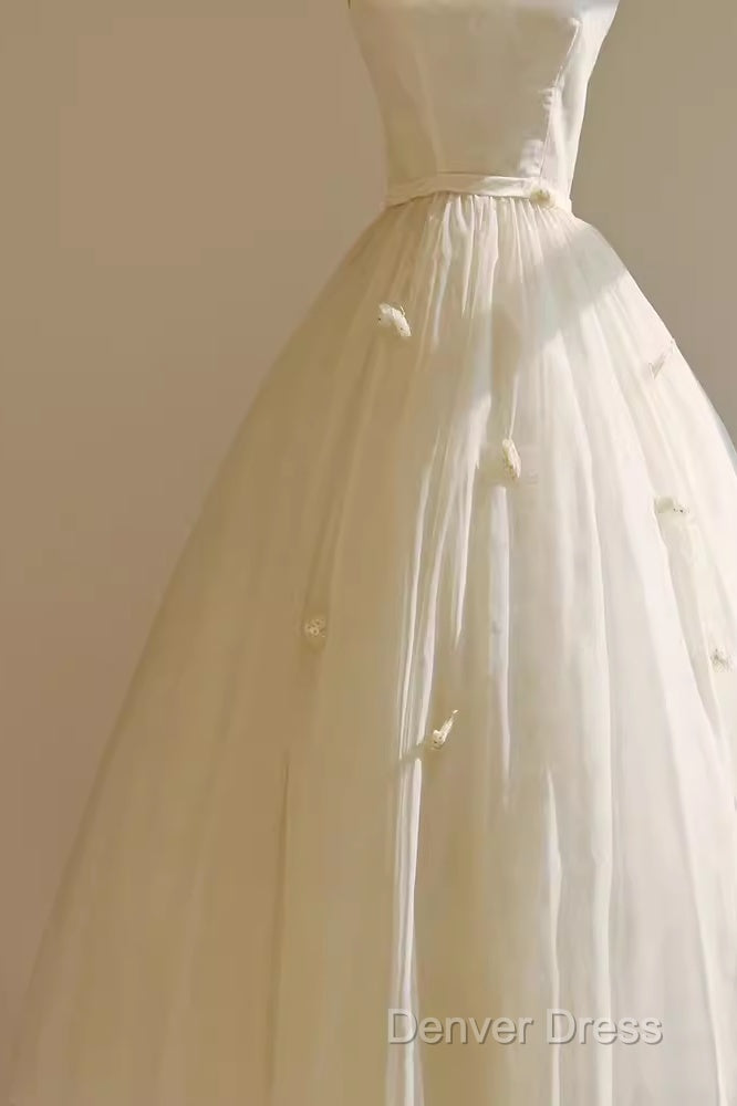 Vintage Ball Gown Bateau White Tea Length Wedding Dresses Brides Dresses