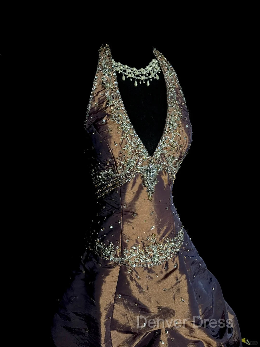 Vintage Ball Gown Halter Brown Sleeveless Long Prom Gown Fairy Prom Dresses