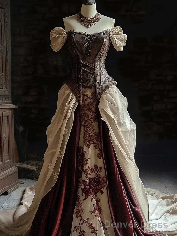 Vintage Ball Gowns Off The Shoulder Long Prom Dress Satin Prom Dresses Secondary image