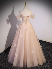 Vintage Ball Gown Off The Shoulder Tulle Long Prom Dress Formal Dresses