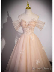 Vintage Ball Gown Off The Shoulder Tulle Long Prom Dress Formal Dresses