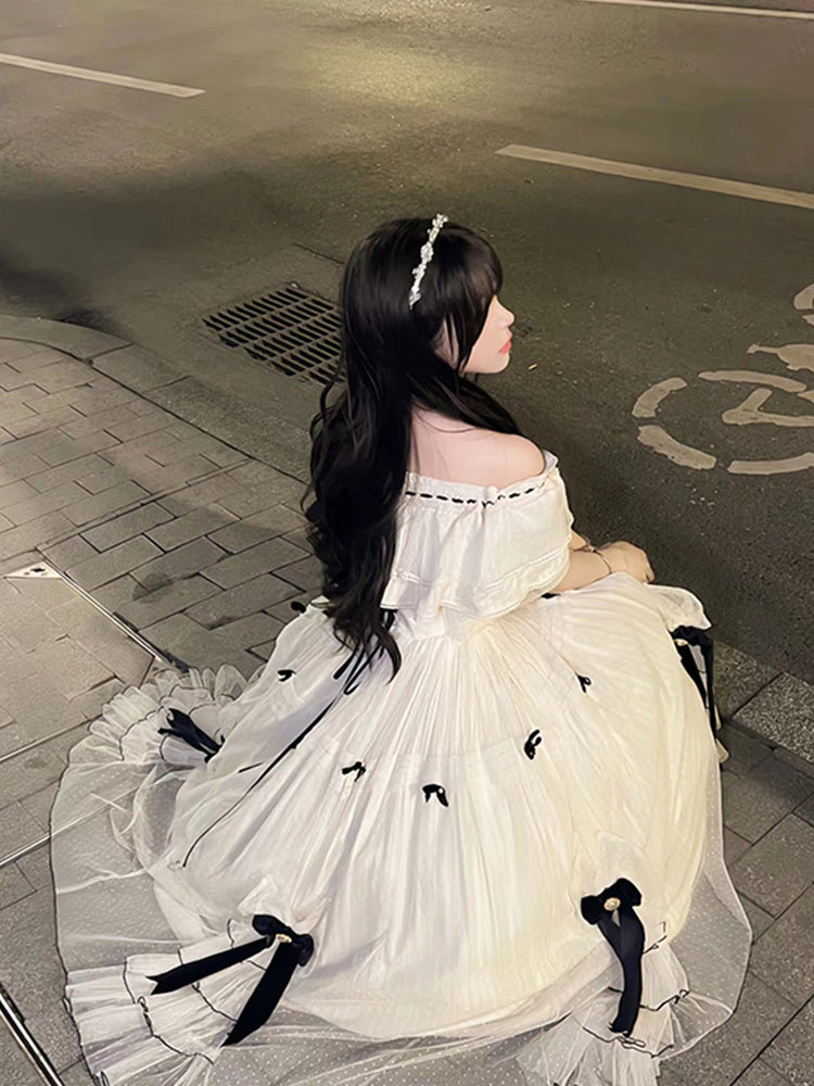 Vintage Ball Gowns Off The Shoulder White Chiffon Summer 18Th Birthday Dress Lolita Dresses Birthday Outfits