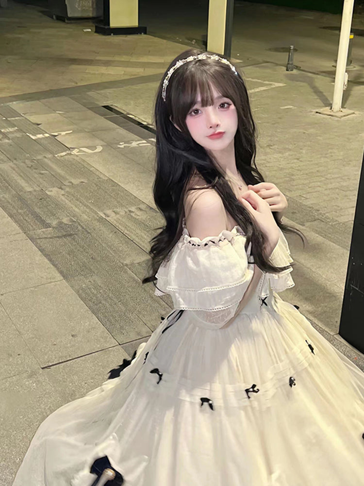 Vintage Ball Gowns Off The Shoulder White Chiffon Summer 18Th Birthday Dress Lolita Dresses Birthday Outfits