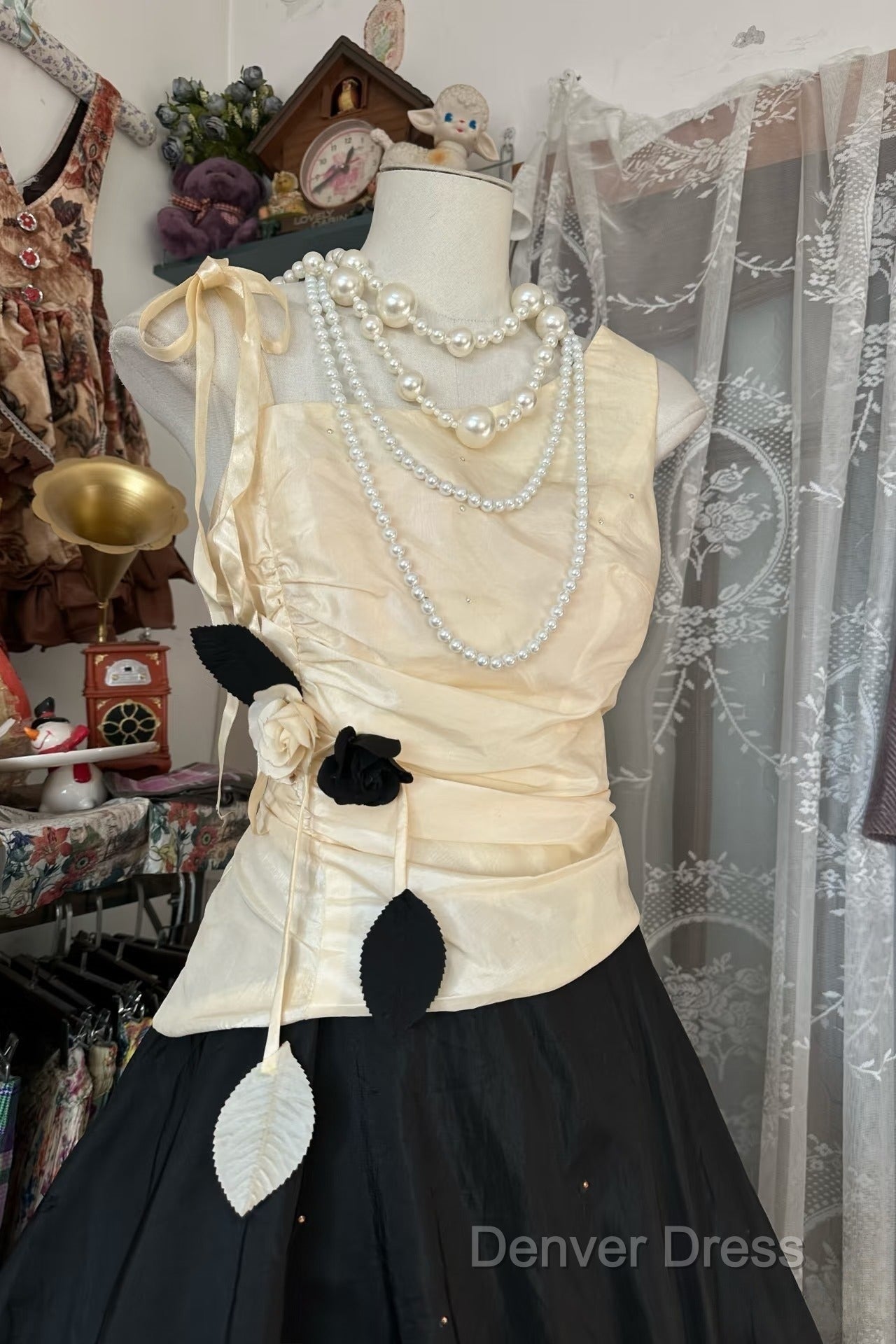 Vintage Ball Gown Sleeveless Long Black Evening Dresses Prom Dresses Secondary image