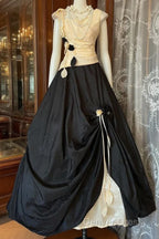 Vintage Ball Gown Sleeveless Long Black Evening Dresses Prom Dresses