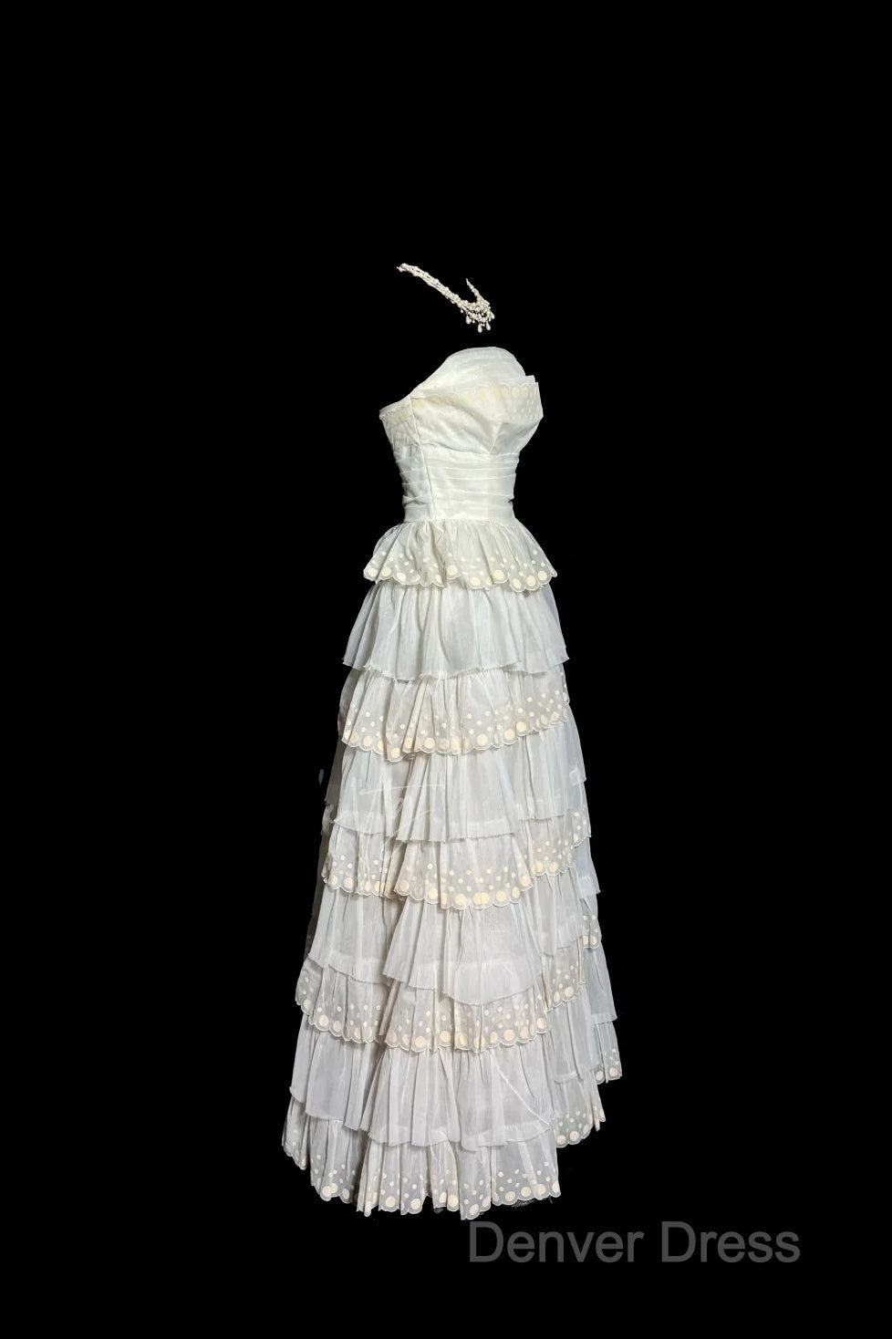 Vintage Ball Gowns Strapless White Lace Prom Gowns Fairy Prom Dresses Secondary image