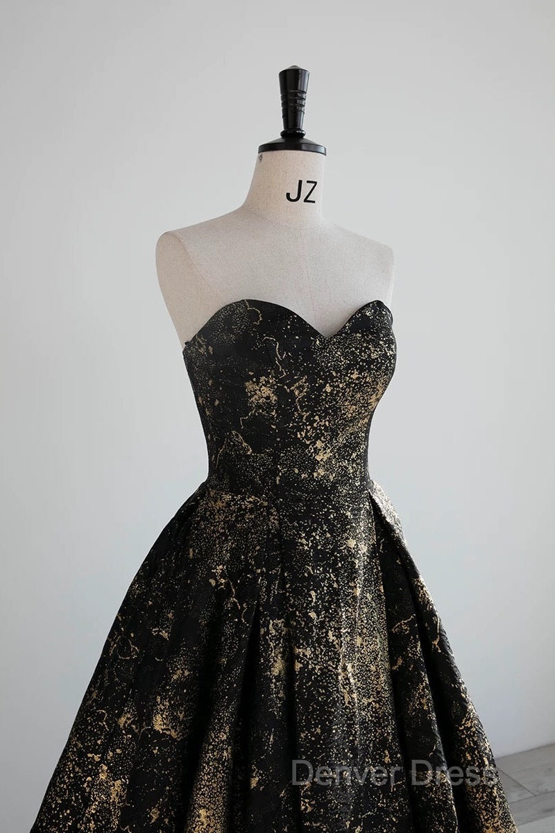Vintage Ball Gowns Sweetheart Sleeveless Long Prom Gowns Fairy Black Prom Dresses
