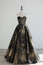 Vintage Ball Gowns Sweetheart Sleeveless Long Prom Gowns Fairy Black Prom Dresses