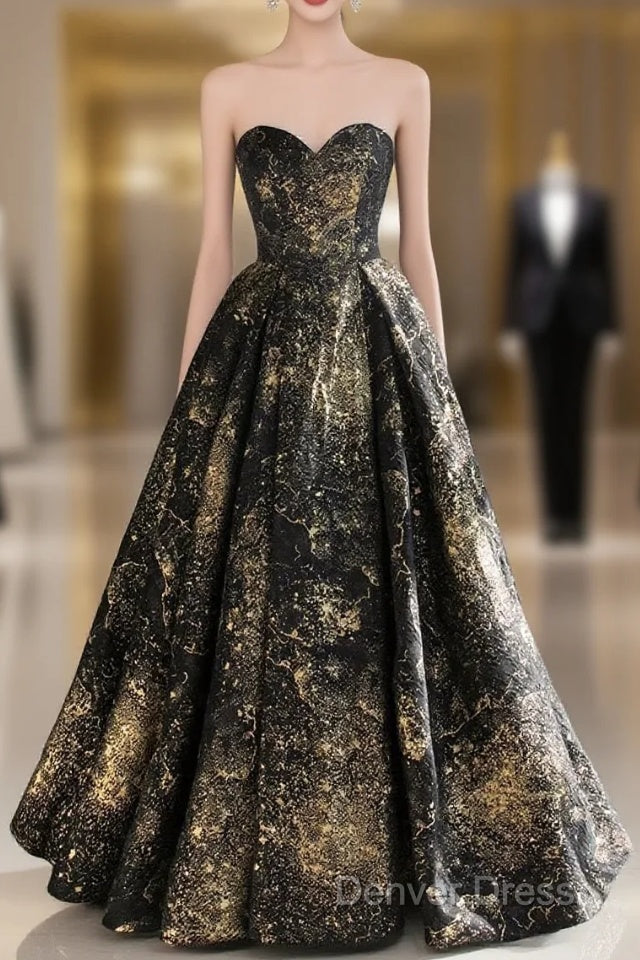 Vintage Ball Gowns Sweetheart Sleeveless Long Prom Gowns Fairy Black Prom Dresses