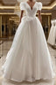 Vintage Ball Gown V Neckline Chiffon White Long Wedding Dresses Brides Dresses