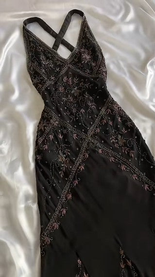 Vintage Black Beaded Halter Neck Mermaid Chiffon Prom Dresses For Prom Enchanted Backless Sleeveless Prom Gowns Secondary image