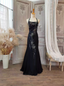 Vintage Black Mermaid Halter Neck Beaded Chiffon Long Prom Dresses Evening Dresses