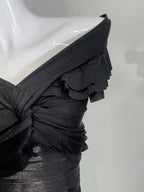 Vintage Black Mermaid One Shoulder Ruffle Satin Prom Dresses Evening Dresses