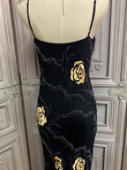 Vintage Black Mermaid Spaghetti Strap Gold Rose Beaded Embroidery Chiffon Long Prom Dresses Evening Dresses