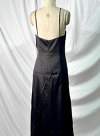 Vintage Black Peacock Feather Embroidered Slim-Fit Satin Long Prom Dresses Evening Dresses