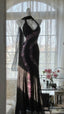 Vintage Black Pink Diamond Halter Neck Chiffon Mermaid Evening Gown Prom Dresses