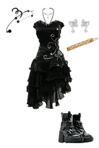 Vintage Black Straps Beaded Prom Dress Ruffled Homecoming Dresses