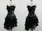 Vintage Black Straps Beaded Prom Dress Ruffled Homecoming Dresses